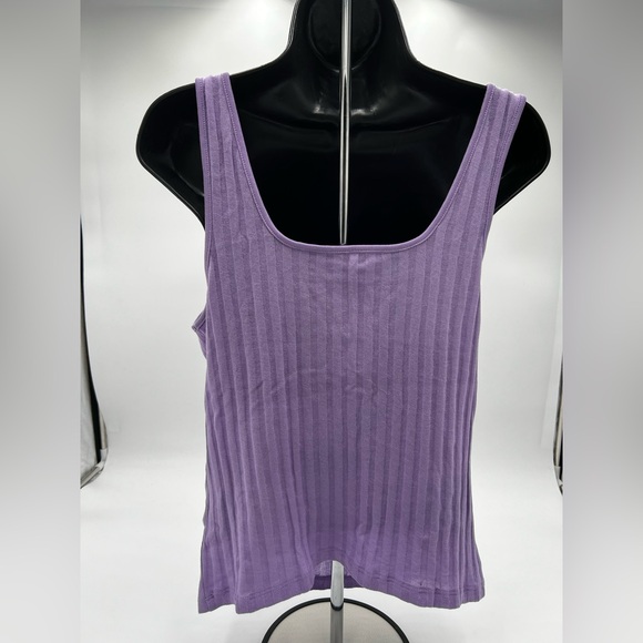 New Vince lilac square neck wide ribbed stretch cotton tank top. size XL. - Picture 3 of 6